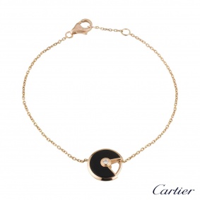 Cartier Rose Gold Diamond & Onyx Amulette XS Bracelet B6044117